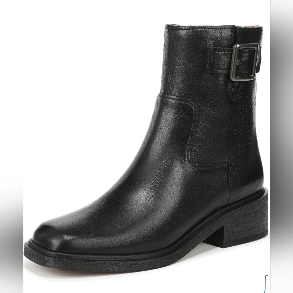 NIB Franco Sarto Gillean Ankle Boot Black Leather Buckle Size 7